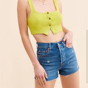 Levi's Ribcage Embroidered Cutoff Jean Shorts